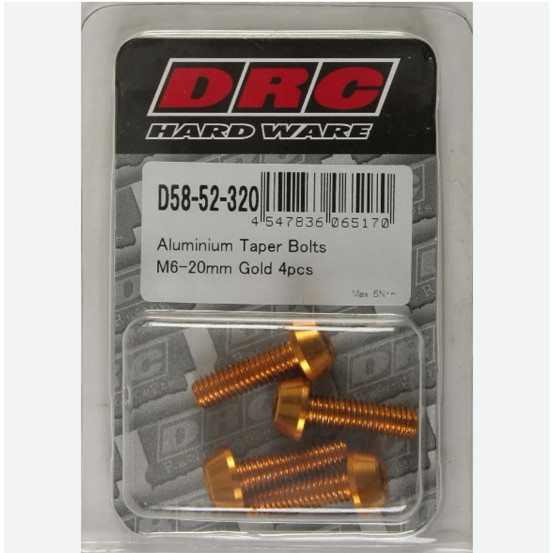 Lot de vis alu tête BTR conique DRC M6 20mm Or (x4)
