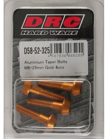 Lot de vis alu tête BTR conique DRC M6 25mm Or (x4)