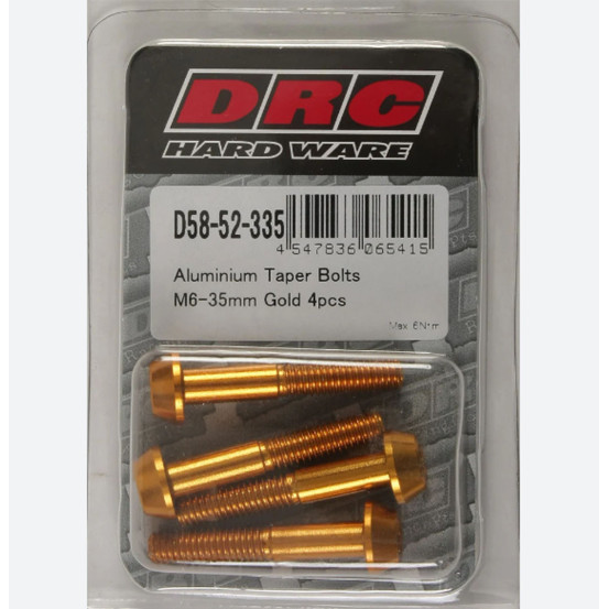 Lot de vis alu tête BTR conique DRC M6 35mm Or (x4)