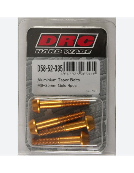 Lot de vis alu tête BTR conique DRC M6 35mm Or (x4)