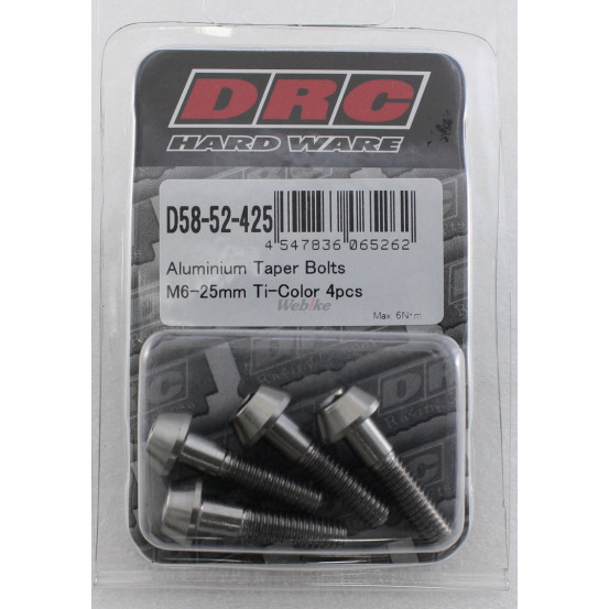 Lot de vis alu tête BTR conique DRC M6 25mm Alu (x4)