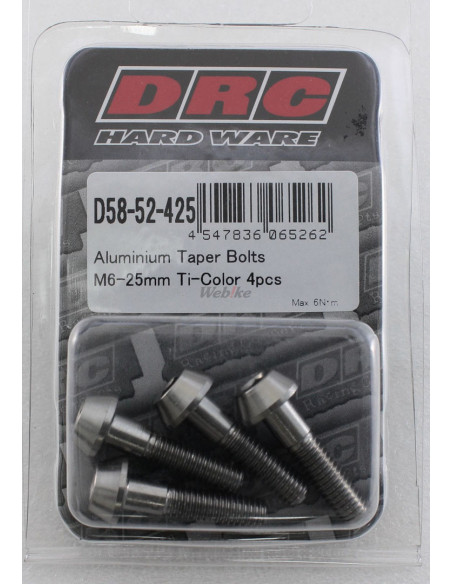 Lot de vis alu tête BTR conique DRC M6 25mm Alu (x4)