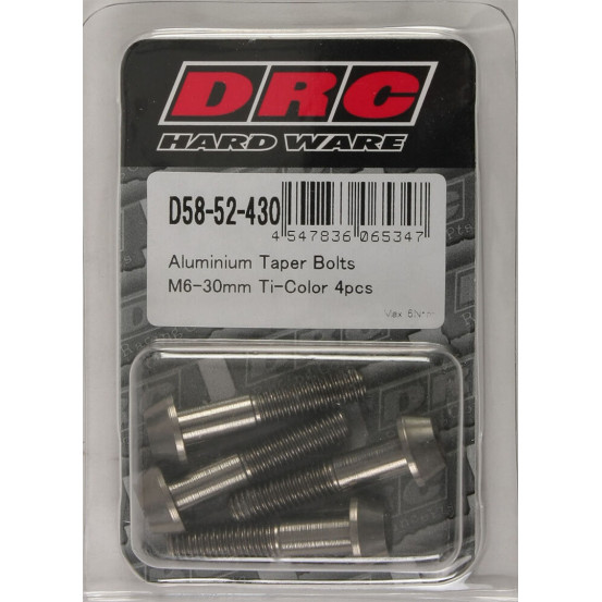 Lot de vis alu tête BTR conique DRC M6 30mm Alu (x4)