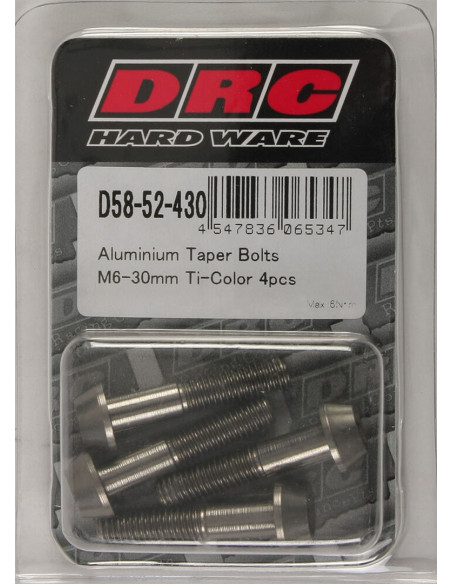 Lot de vis alu tête BTR conique DRC M6 30mm Alu (x4)