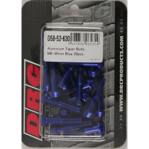Lot de vis alu tête BTR conique DRC M6 30mm Bleu (x20)
