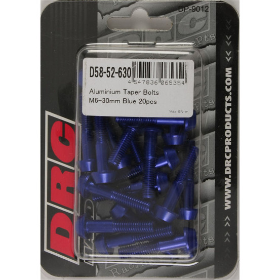 Lot de vis alu tête BTR conique DRC M6 30mm Bleu (x20)
