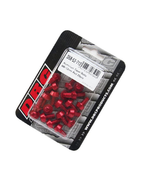 Lot de vis alu tête BTR conique DRC M6 20mm Rouge (x20)