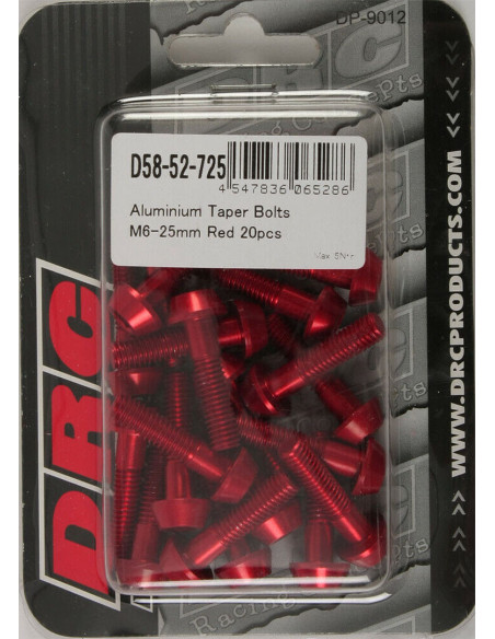 Lot de vis alu tête BTR conique DRC M6 25mm Rouge (x20)