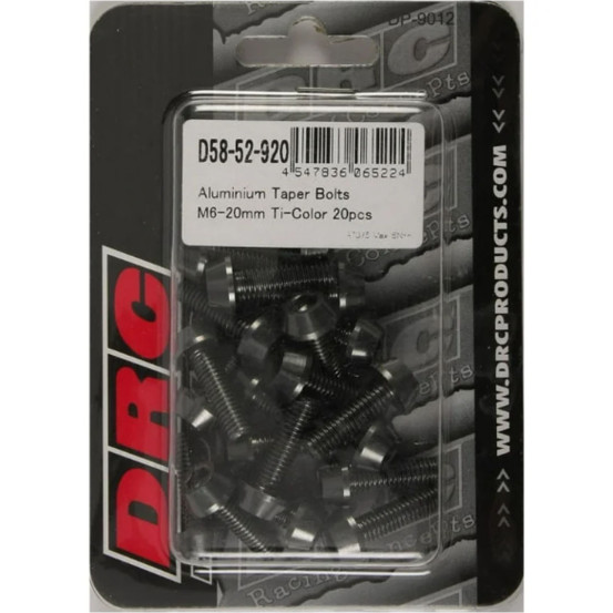 Lot de vis alu tête BTR conique DRC M6 20mm Alu (x20)