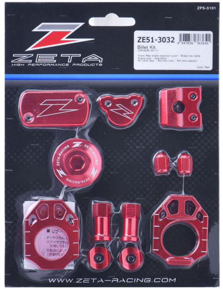 Kit alu anodisé Rouge ZETA Honda 450 CRF-R 2017-2020