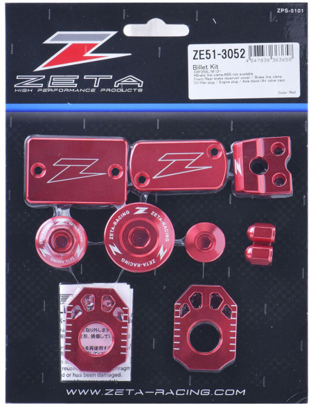 Kit alu anodisé Rouge ZETA Honda 250 CRF-L 2013-2020