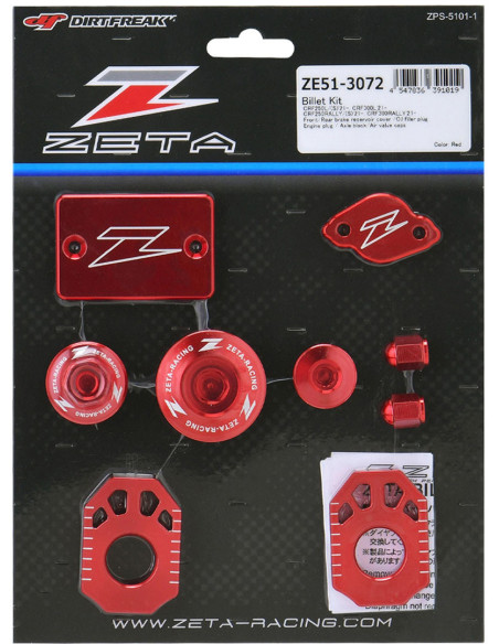 Kit alu anodisé Rouge ZETA Honda 250 CRF-L 2021