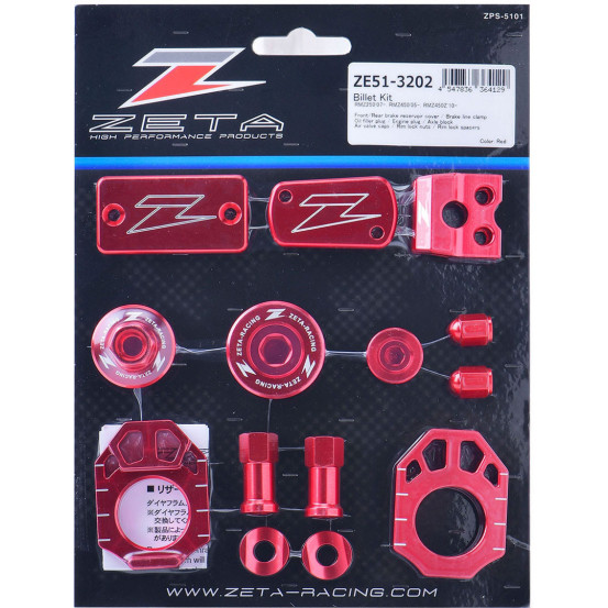 Kit alu anodisé Rouge ZETA Suzuki 250 450 RM-Z 2007-2023