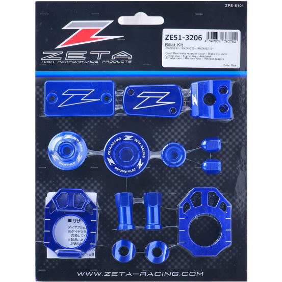 Kit alu anodisé Bleu ZETA Suzuki 250 450 RM-Z 2007-2023