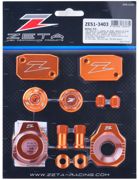 Kit alu anodisé Orange ZETA KTM EXC 2006-2023