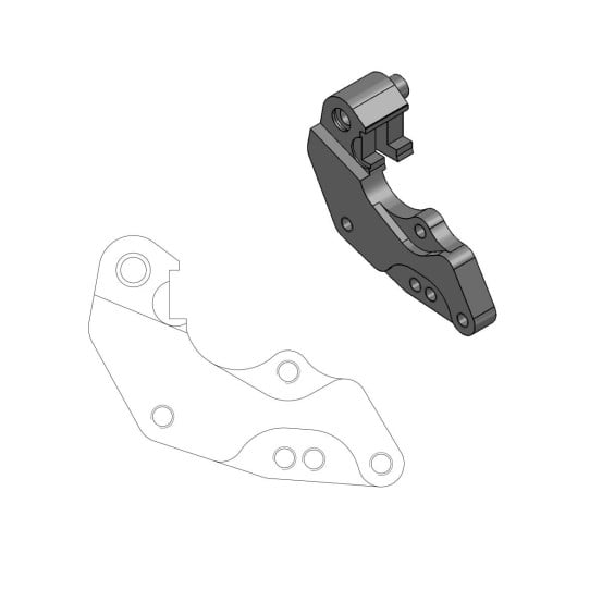 Patte de déport étrier origine pour disque 298mm Rally Dakar MOTO MASTER - YAMAHA 125 / 250 YZ 250 WR 250 / 450 YZF Noir