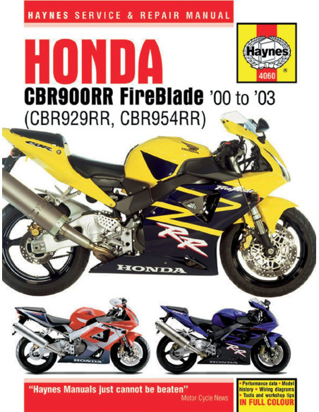 Manuel entretien et réparation HAYNES Honda 929/954 CBR 2000-2003 en Anglais