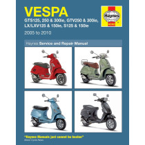 Manuel entretien et réparation HAYNES Vespa 125/250/300 GTS 250/300 GTV LX/LXV 2005-2010 en Anglais