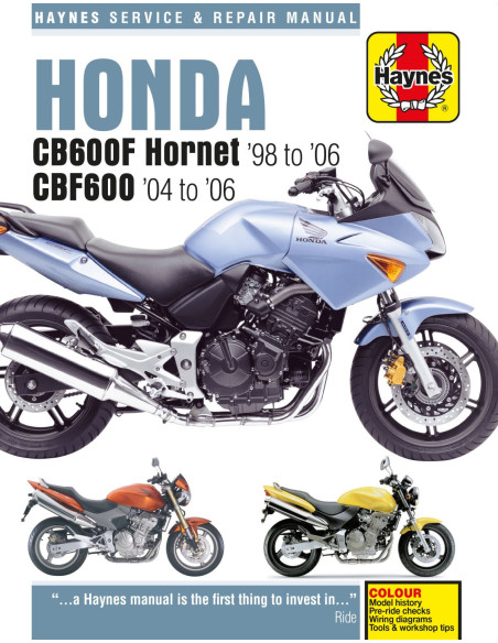 Manuel entretien et réparation HAYNES Honda 600 CBF Hornet 1998-2006 600CBF 2004-2006 en Anglais