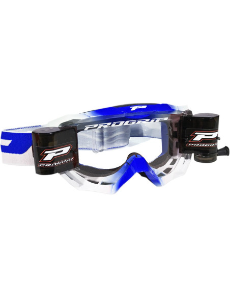 Masque cross Progrip VENOM Roll-off XL 3200 - Blanc Bleu