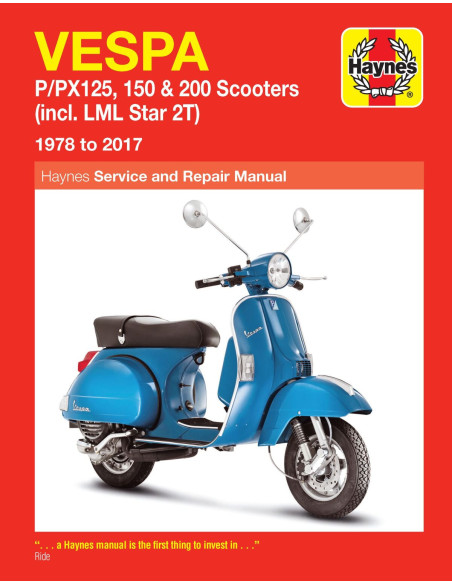 Manuel entretien et réparation HAYNES Vespa 125/150/200 P/PX LML 2T 1978-2017 en Anglais
