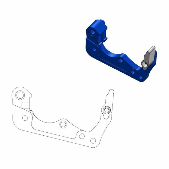 Patte de déport bleue pour étrier de frein avant MOTO MASTER - Disque oversize 260mm - GAS GAS / HUSQVARNA / KTM