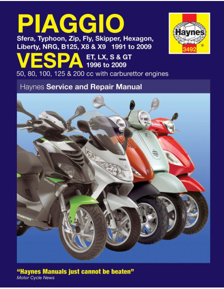 Manuel entretien et réparation HAYNES Piaggio Vespa scooters en Anglais