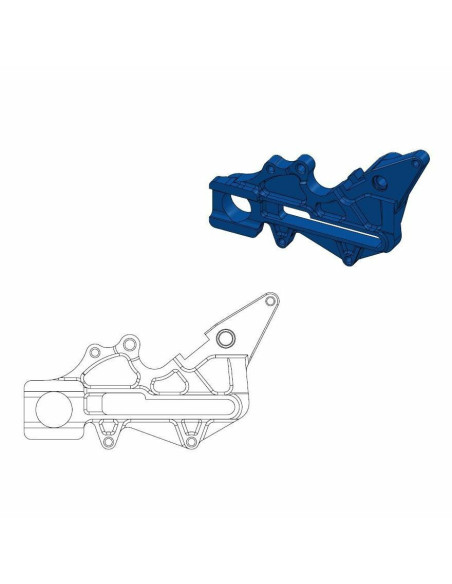 Patte de déport bleue étrier de frein arrière BRAKTEC et BREMBO pour disque en 220mm MOTO MASTER - HUSABERG / HUSQVARNA / KTM