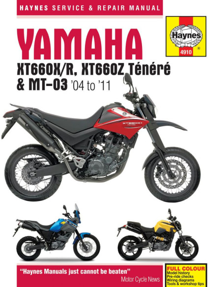 Manuel entretien et réparation HAYNES Yamaha 660 XTX/R 660 XTZ Ténéré MT-03 2004-2011 en Anglais