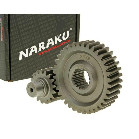 Transmission secondaire allongée 17/36 +31% NARAKU MuZ 125 Moskito 2002