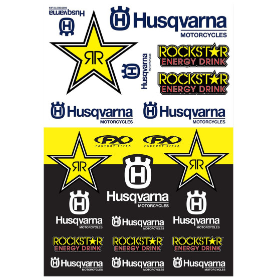 Planche d’autocollants Husqvarna Rockstar Factory Effex