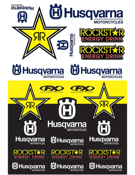 Planche d’autocollants Husqvarna Rockstar Factory Effex