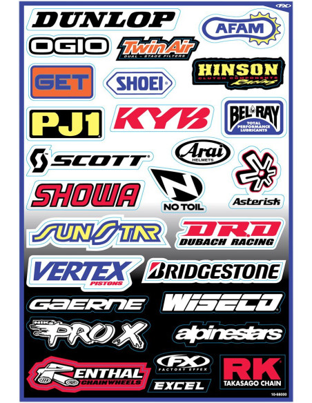 Planche d’autocollants sponsor Factory Effex A