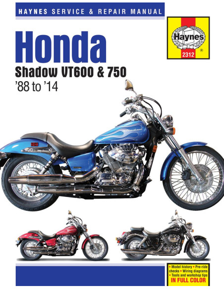 Manuel entretien et réparation HAYNES Honda 600/750VT Shadow 1988-2014 en Anglais