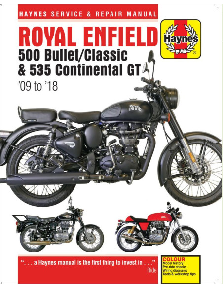 Manuel entretien et réparation HAYNES Royald Enfield 500 Bullet/Classic 535 Continental GT 2009-2018 en Anglais