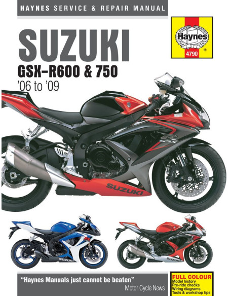 Manuel entretien et réparation HAYNES Suzuki 600/750 GSXR 2006-2009 en Anglais