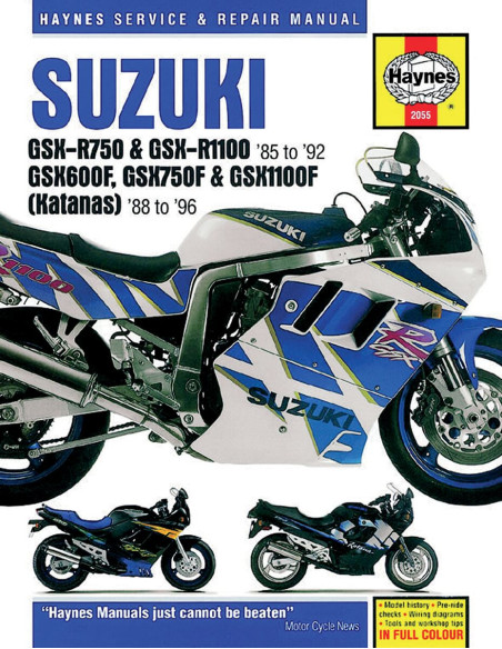 Manuel entretien et réparation HAYNES Suzuki 750/1100 GSXR 1985-1992 600/750/1100 GSXF 1988-1996 en Anglais