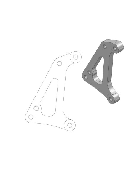 Patte de déport étrier supermotard 4 pistons MOTO MASTER - Compat. disque 320mm + roue SM - HUSQVARNA 701 - KTM 690 Enduro / R