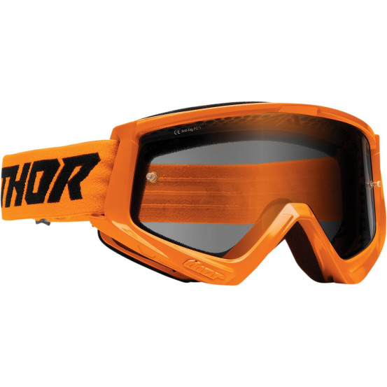 Masque cross Thor Combat Sable - Orange fluo