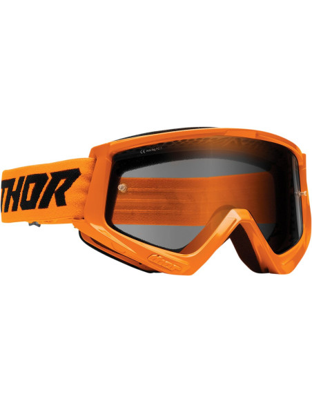 Masque cross Thor Combat Sable - Orange fluo