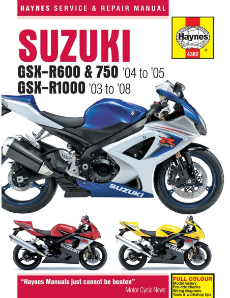 Manuel entretien et réparation HAYNES Suzuki 600/750 GSXR 2004-2005 1000 GSXR 2003-2008 en Anglais