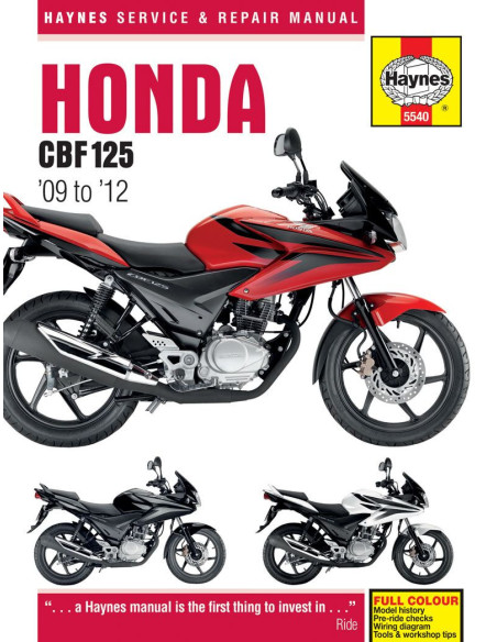 Manuel entretien et réparation HAYNES Honda 125 CBF 2009-2012 en Anglais