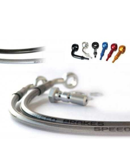 Durite de frein avant TECNIUM - Inox raccords alu - SUZUKI DR 125 SM