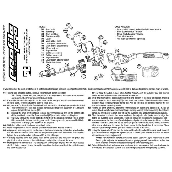 Levier XPS + Cocotte embrayage PROTAPER Profile PRO universel sans starter à chaud