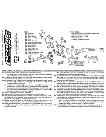 Levier XPS + Cocotte embrayage PROTAPER Profile PRO universel sans starter à chaud