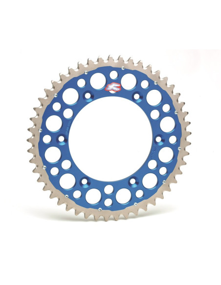 Couronne RENTHAL TWINRING Alu/Acier Husaberg TE/FE Husqvarna TC/TE/FC/FE Bleu