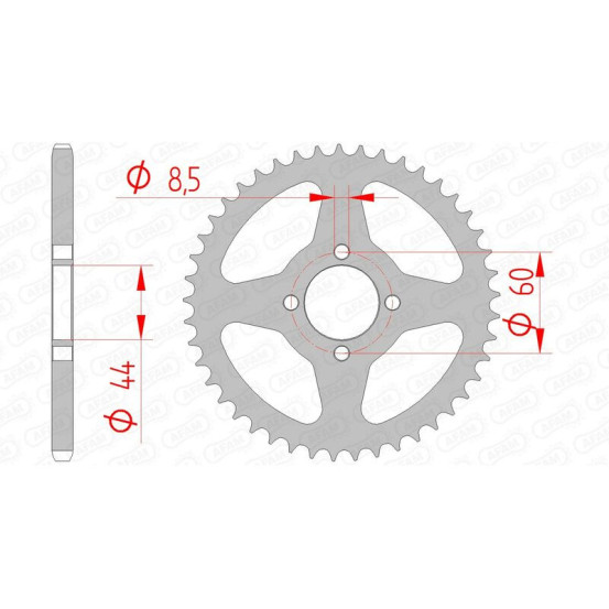 Couronne Acier AFAM 12100 moyeu diamètre 64mm
