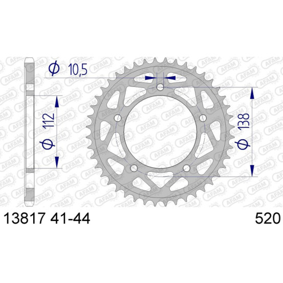 Couronne Alu AFAM - Pas 520 - réf 13817