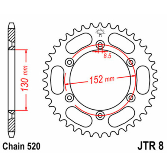 Couronne acier JT - Pas 520 - BMW 450 G X 2008-2010