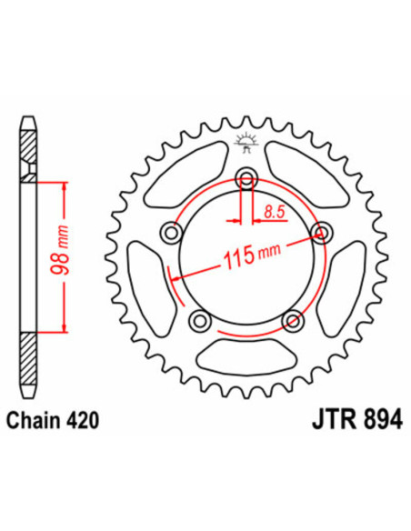 Couronne acier JT - Pas 420 - KTM 60 / 65cc